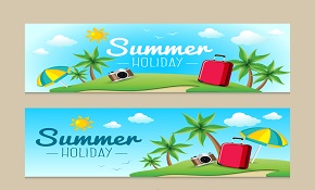2 summer vacation banner vector
